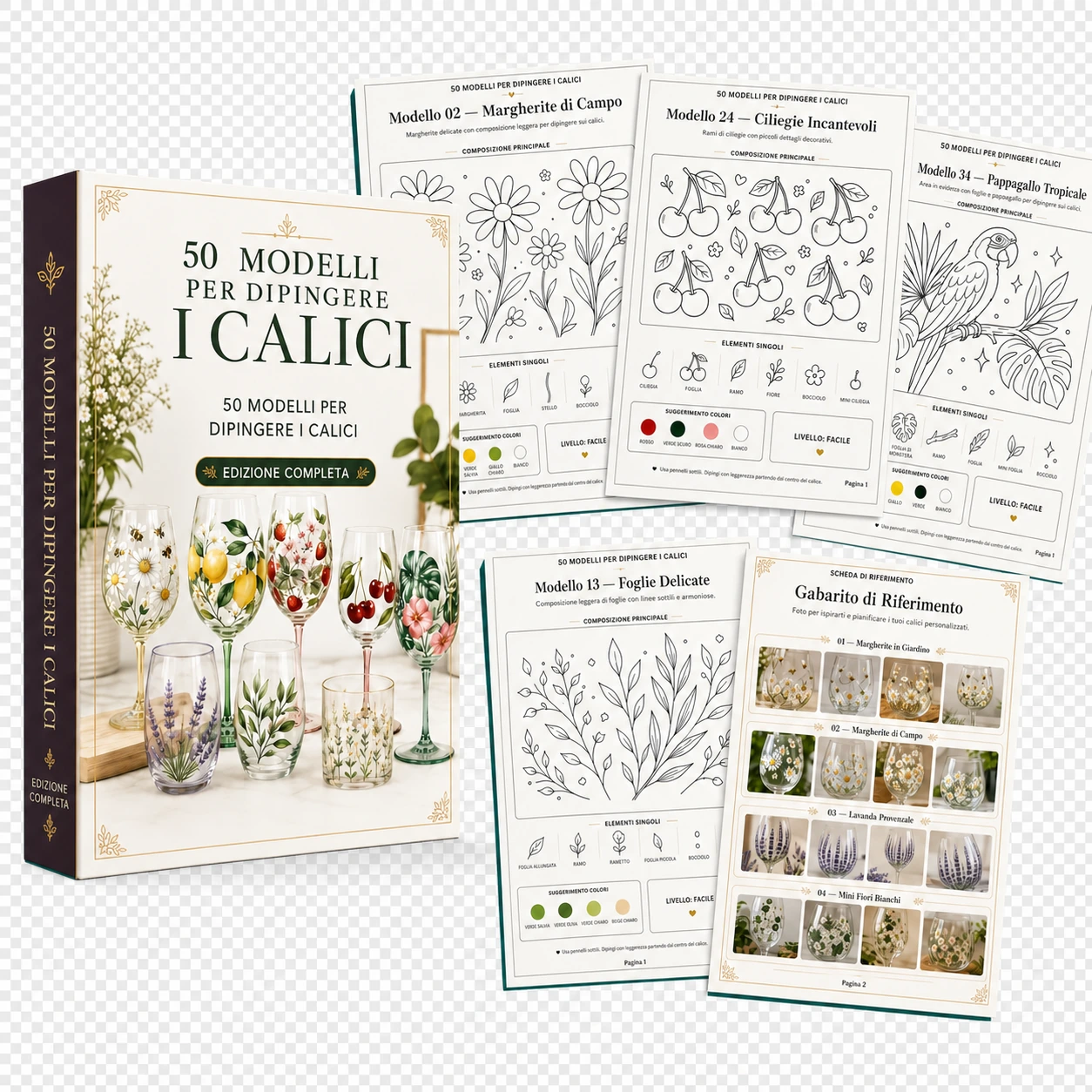 Ebook con 50 modelli per dipingere calici personalizzati