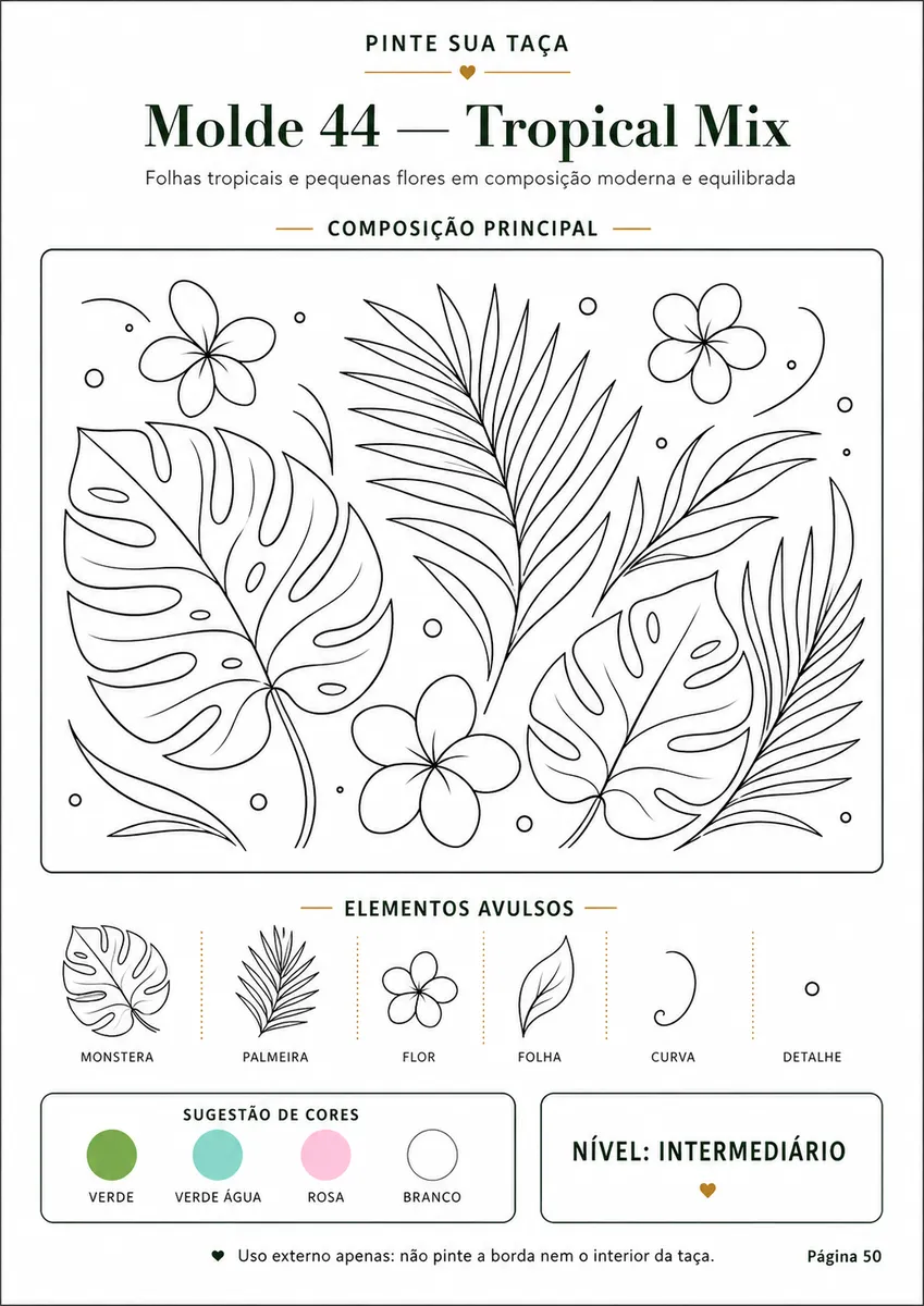 Molde 44 — Tropical Mix, página interna do 50 Modelli per Dipingere i Calici